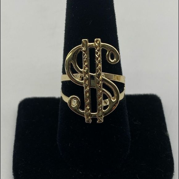 10K Yellow Gold Dollar Sign Ring